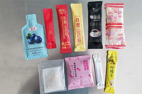 全自動豆?jié){粉包裝機可實現(xiàn)背封長條袋型，三邊封、圓角袋型等精美包裝